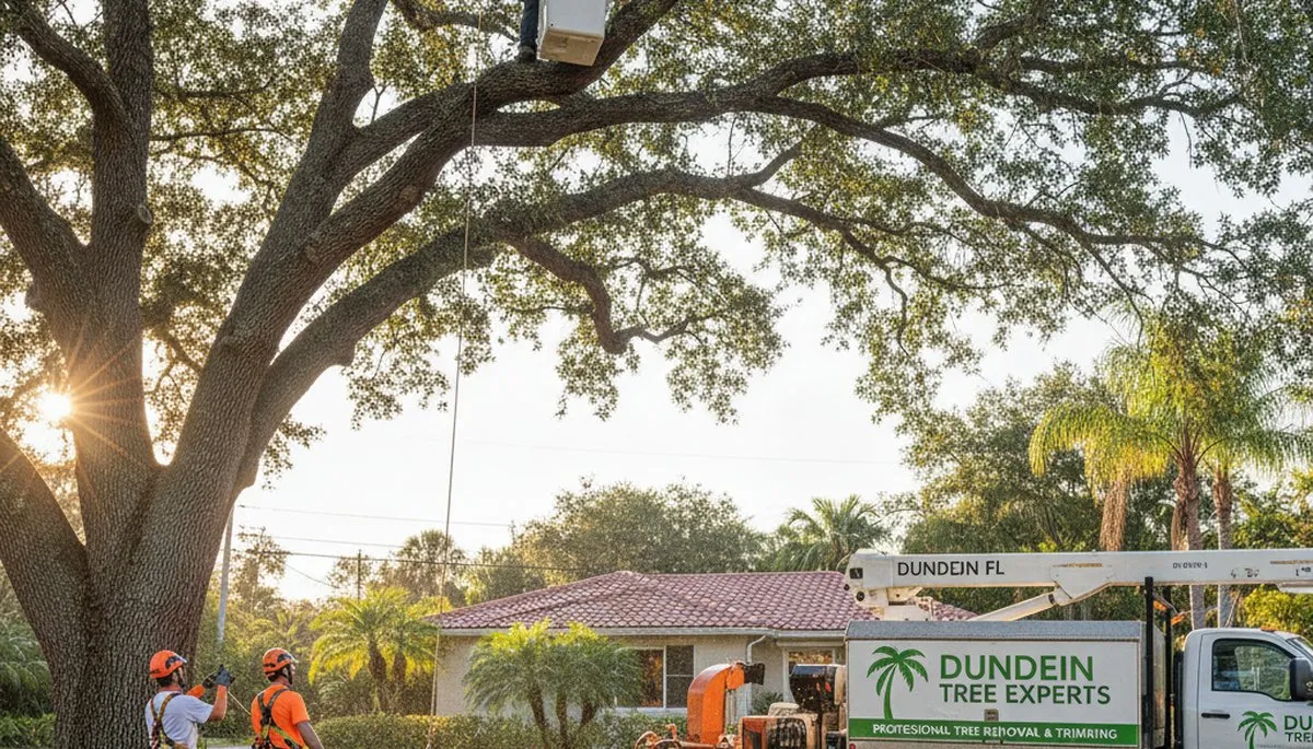 Professional tree removal service crew working safely in Palm Harbor FL