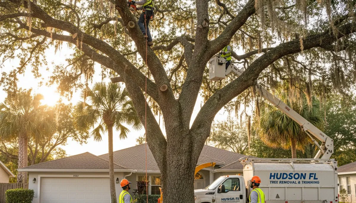 Professional tree removal service in Palm Harbor FL clearing large oak safely