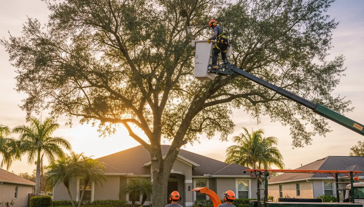 Professional tree removal service in Palm Harbor, FL safely clearing large oak trees