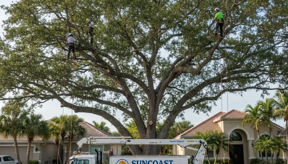 Professional tree removal service in Palm Harbor FL safely cutting and clearing large trees
