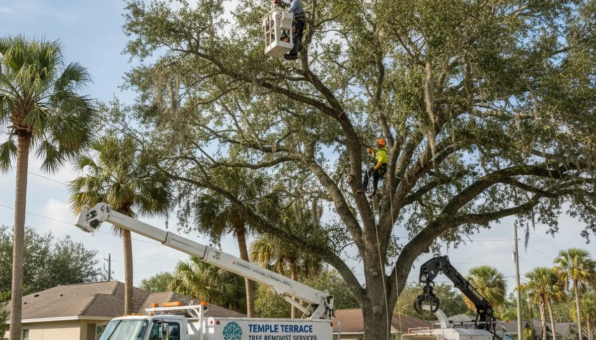 Professional tree removal service in Palm Harbor FL safely clearing large oak trees